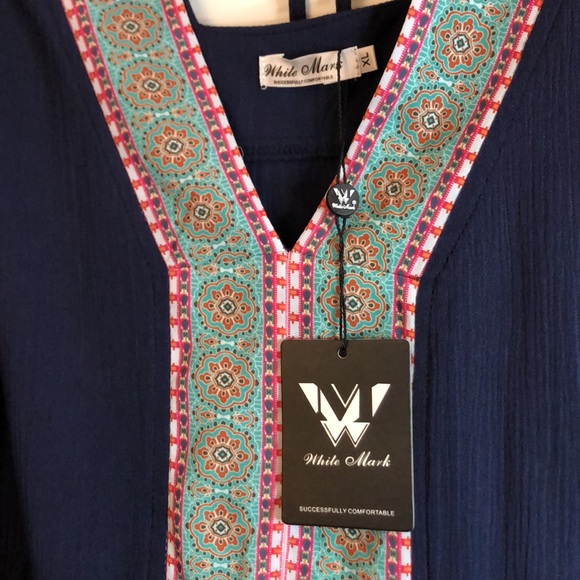 NWT White Mark navy dress with colorful trim. Size XL. - Picture 7 of 12